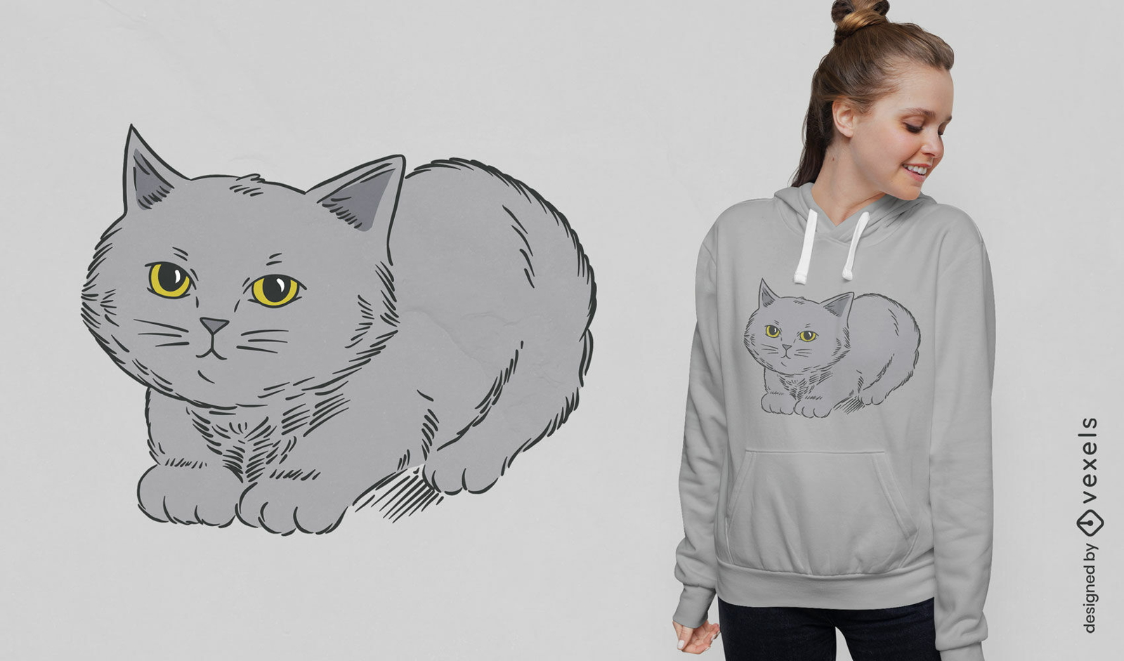 Diseño de camiseta de gato lindo de pelo corto británico