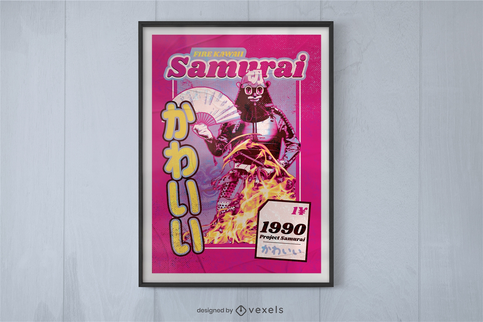 Diseño de cartel de robot samurai.