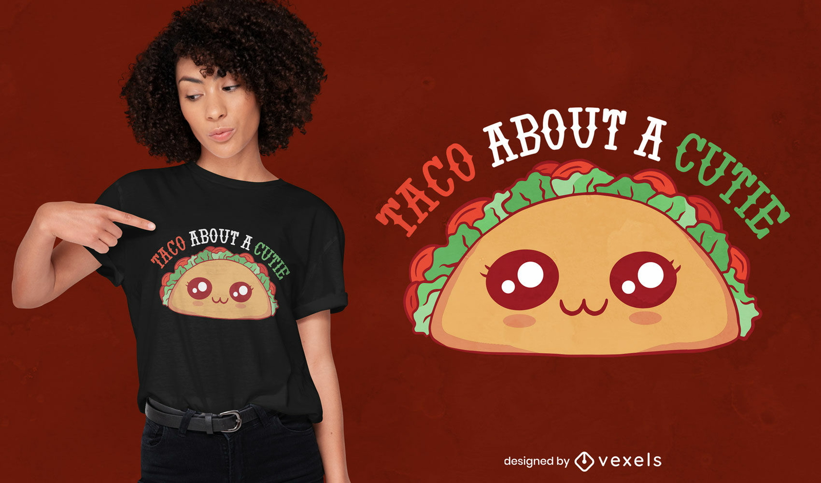 Design de camiseta com citação de trocadilho de taco