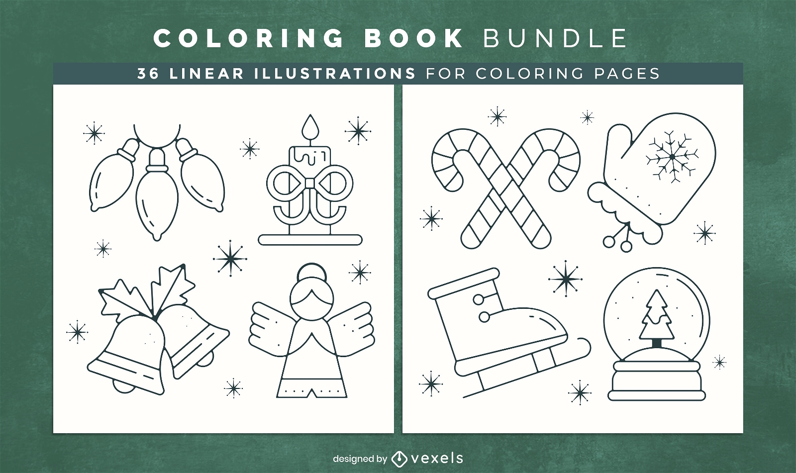 Diseño de páginas de libro para colorear de trazo de Navidad