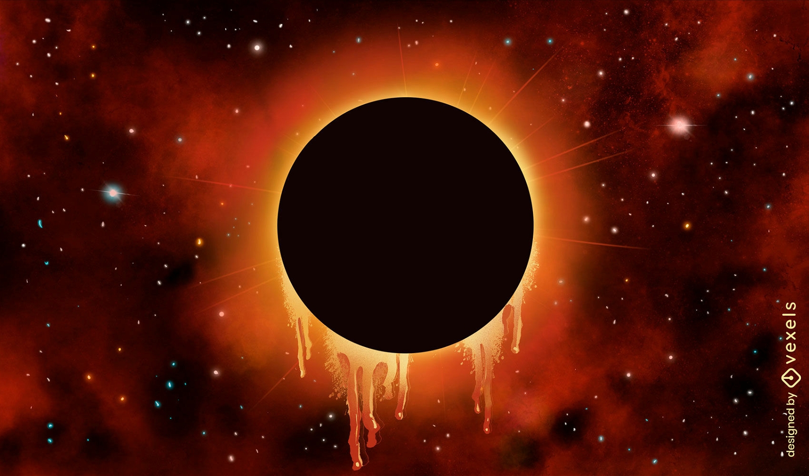 Eclipse solar en el fondo de la ilustración del espacio