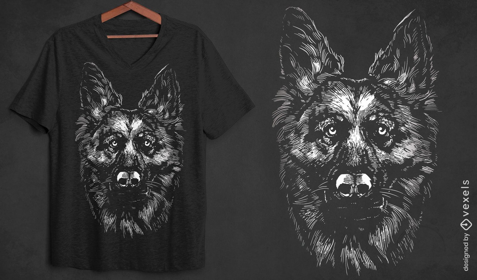 Design de camiseta animal cão pastor alemão