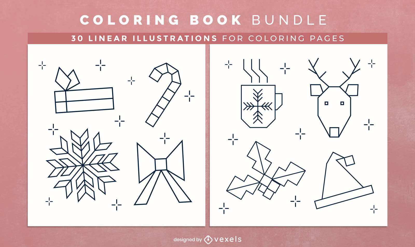 Geometric christmas coloring book design pages