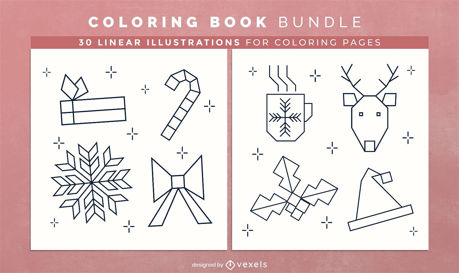 Páginas geométricas de design de livro de colorir de natal