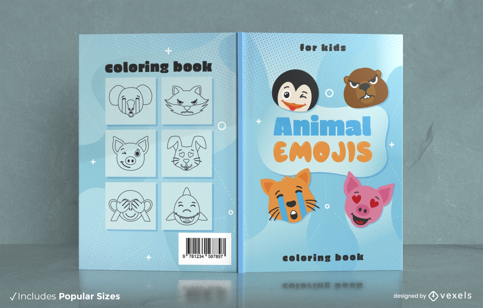 Buchcover-Design mit Tier-Emojis