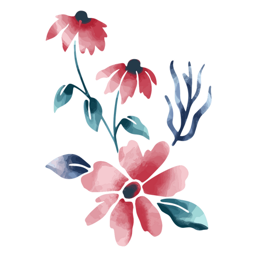 Planta de natureza de flores em aquarela