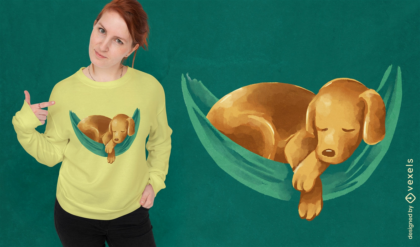 Perro labrador dorado en un dise?o de camiseta de hamaca