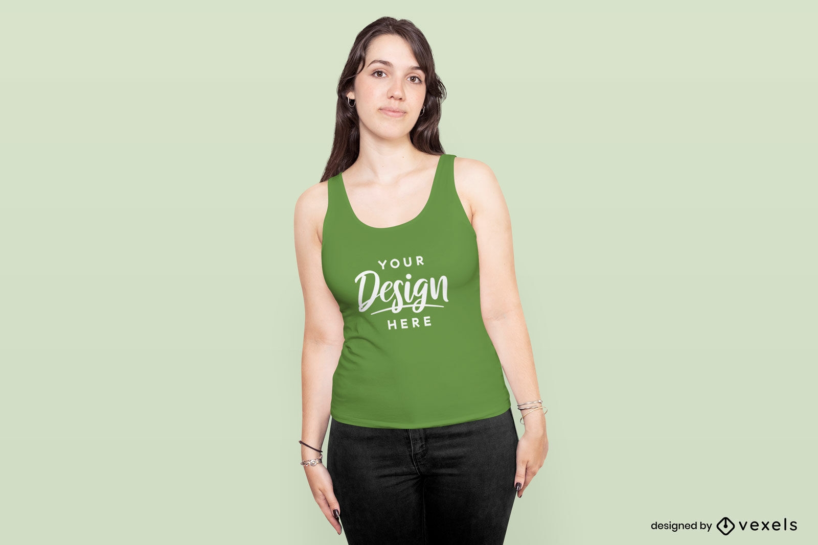 Weibliches Modell Tank Top Mockup Design