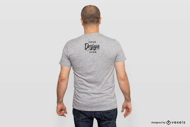 Maquete de camiseta cinza traseira masculina