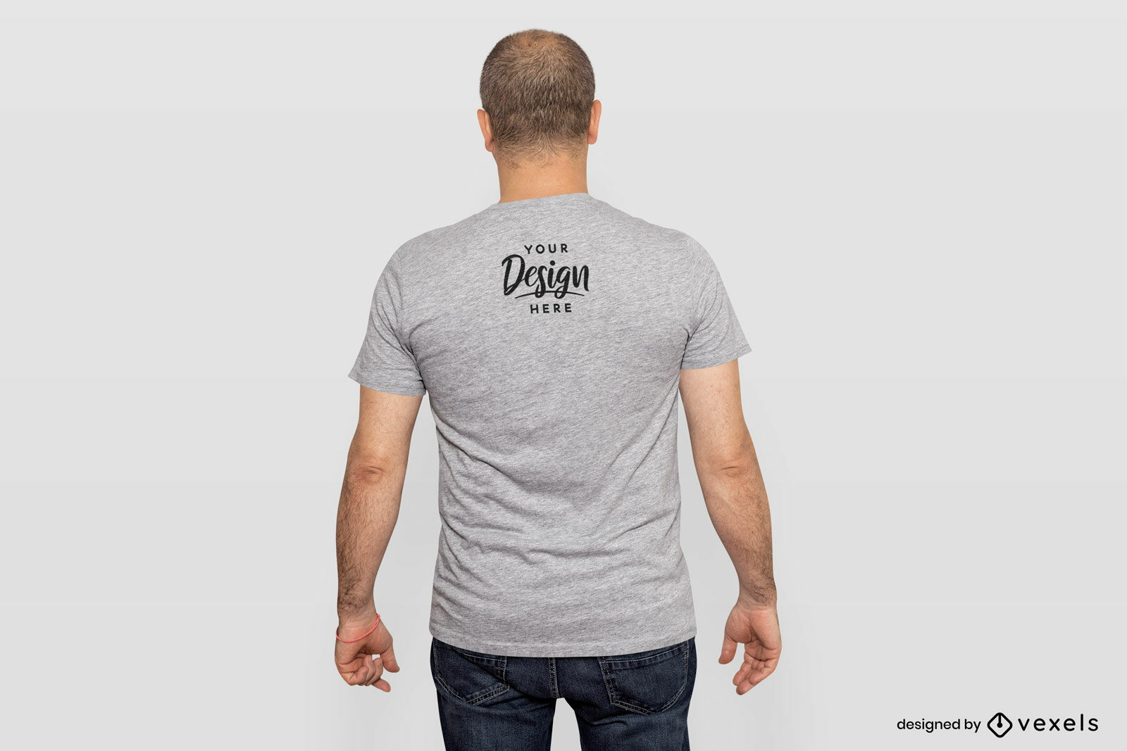 Men's back gray t-shirt mockup