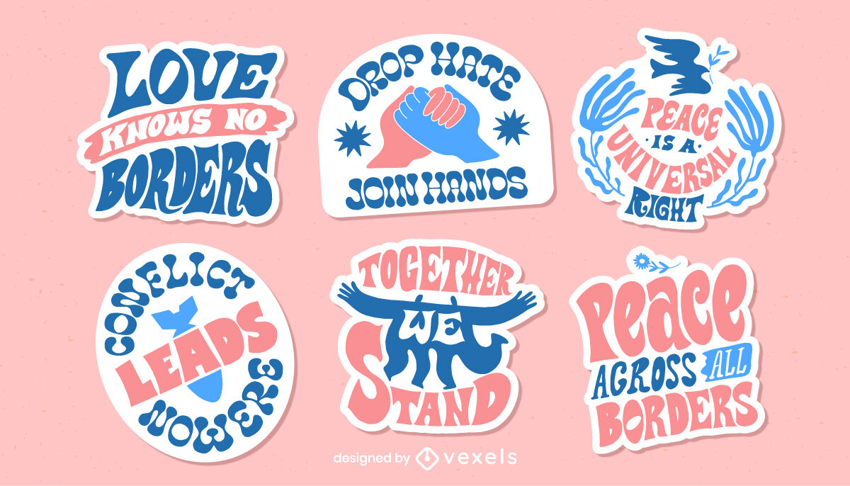 Anti war quotes stickers set