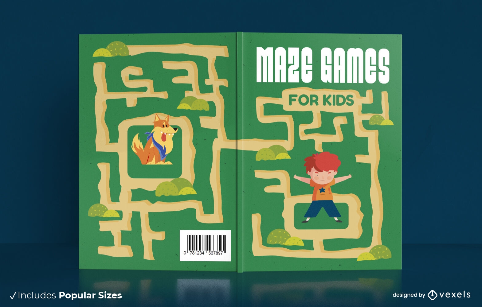 Design de capa de livro de quebra-cabeça de labirinto de selva