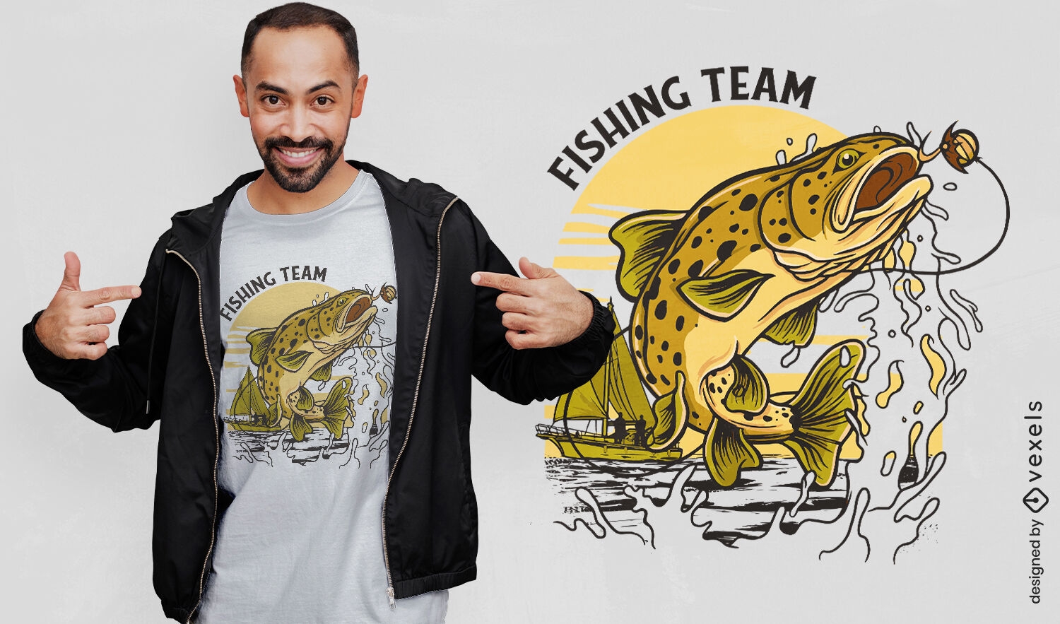 Diseño de camiseta de cita de pez saltando del agua