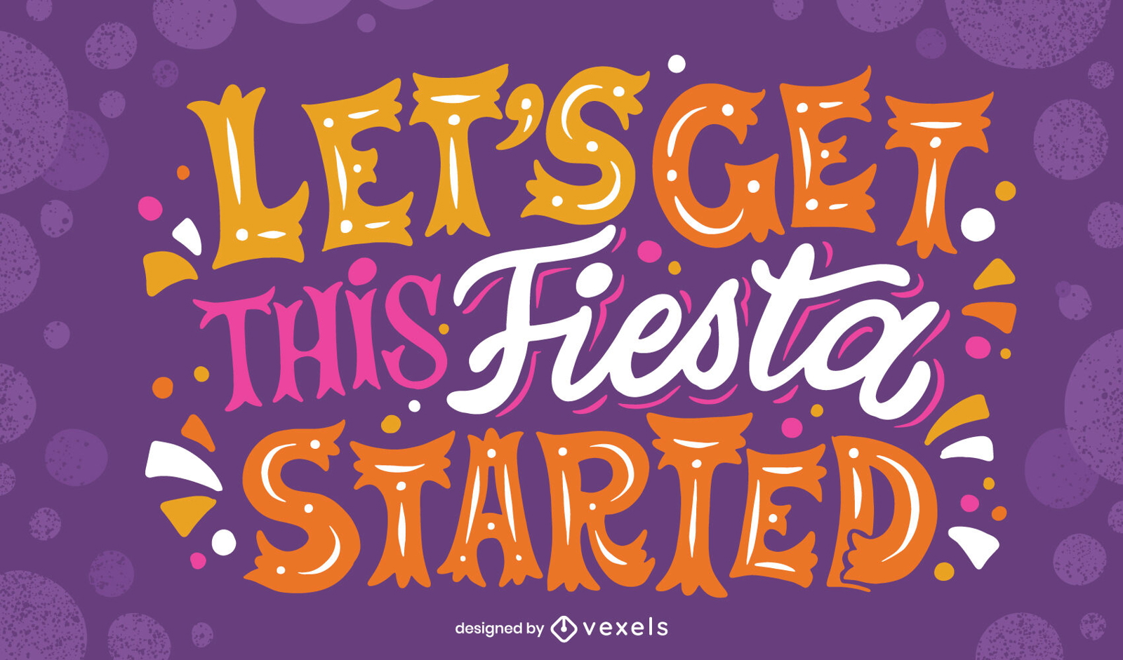 Mexican fiesta quote lettering design