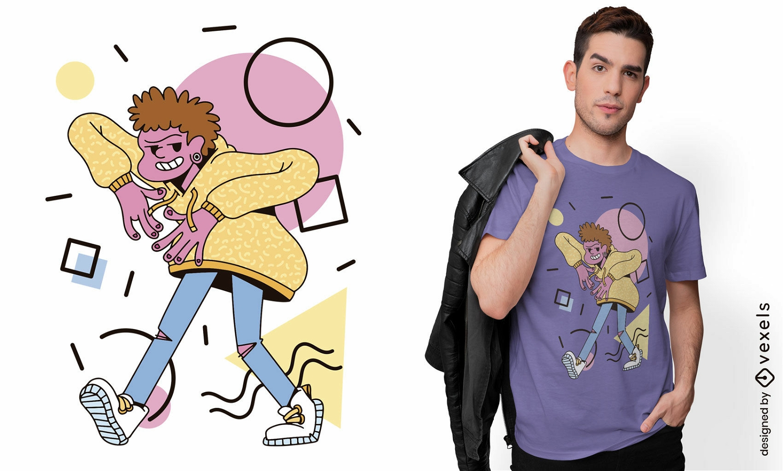 Cartoon character hip hop t-shirt design