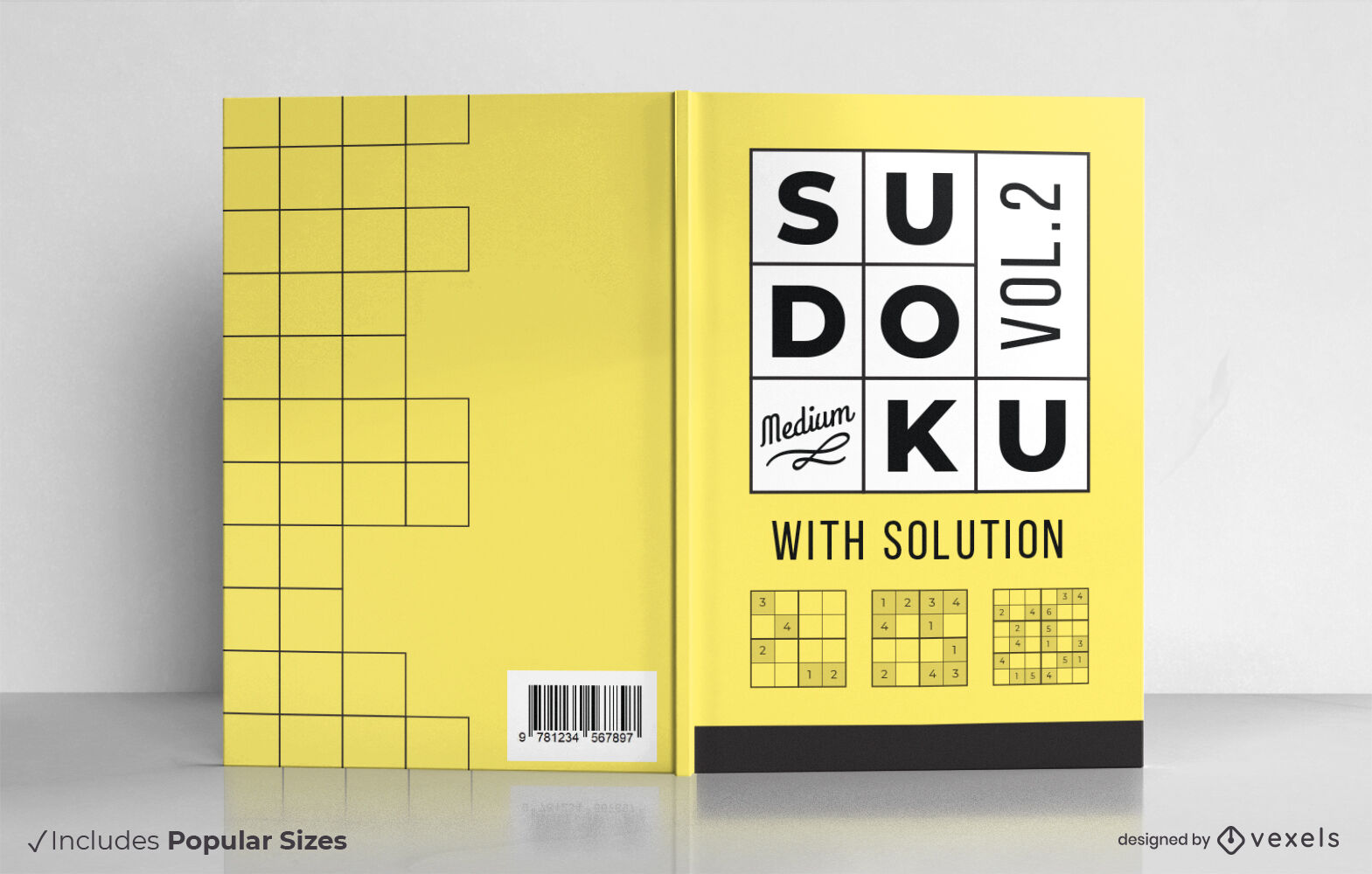 Diseño de portada de libro de soluciones de rompecabezas de Sudoku