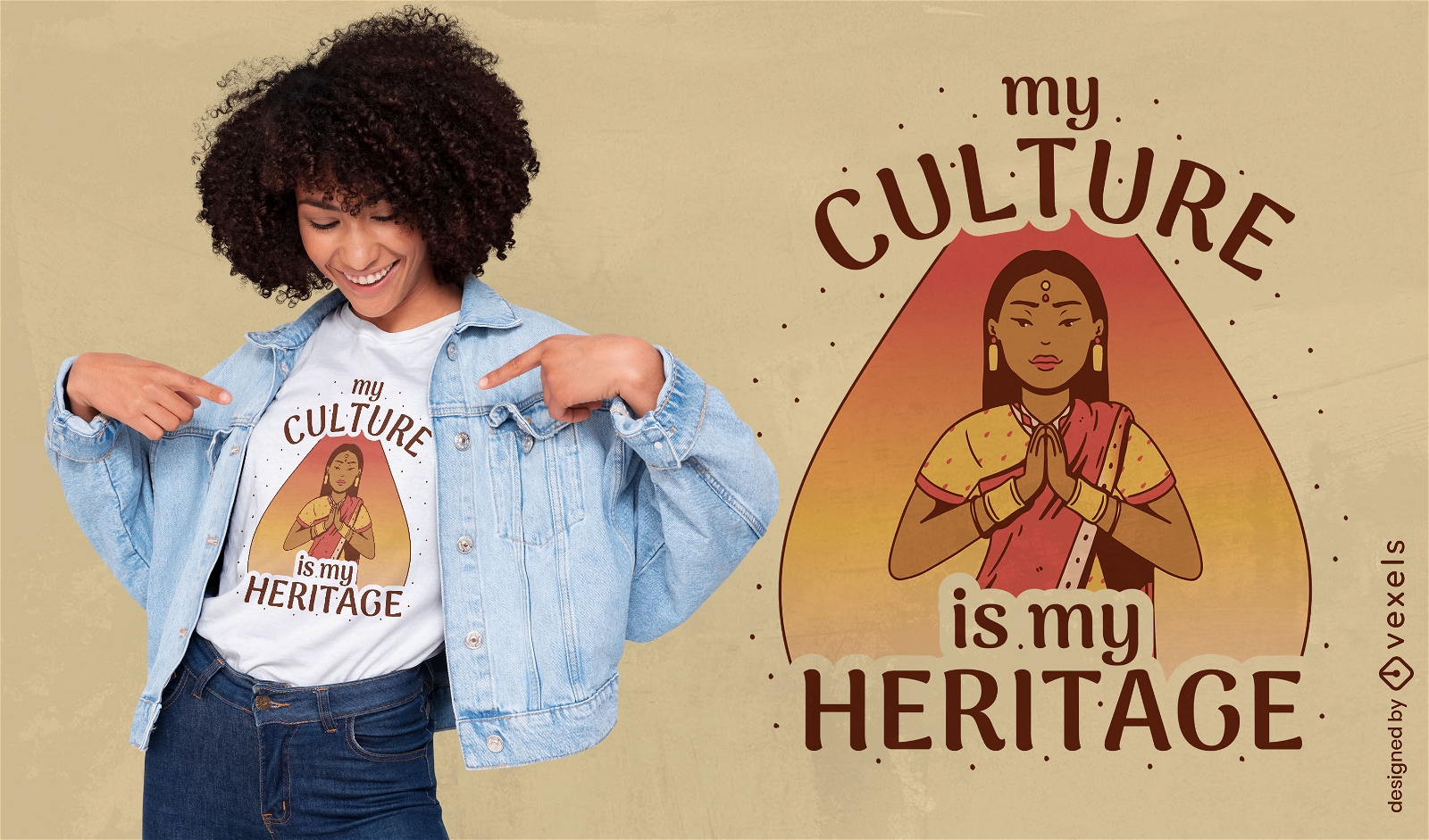 Indian girl in traditional clothes t-shirt design