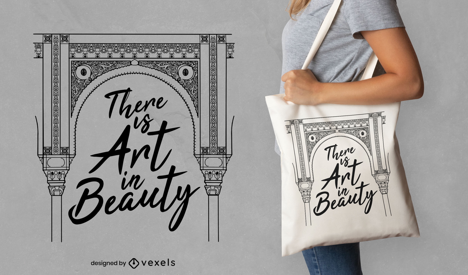Art beauty quote tote bag design