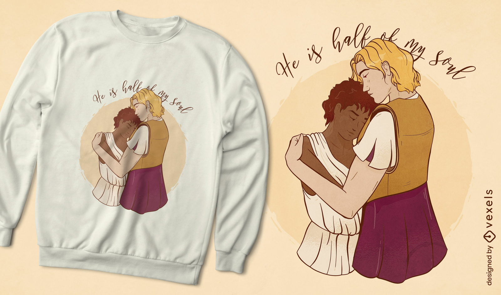 Design de camiseta de casal grego mitológico