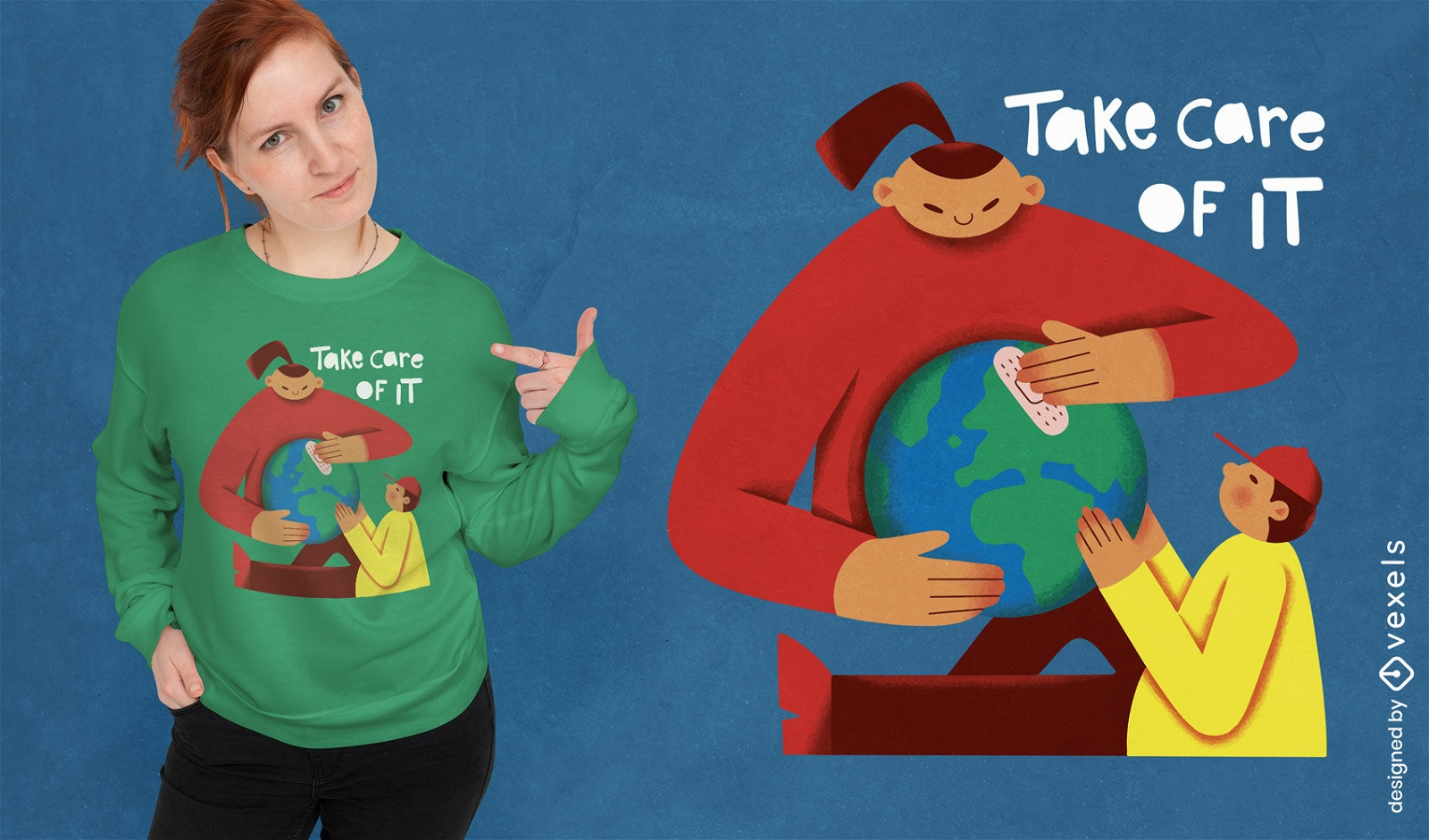 Mutter und Kind mit Planeten-T-Shirt-Design