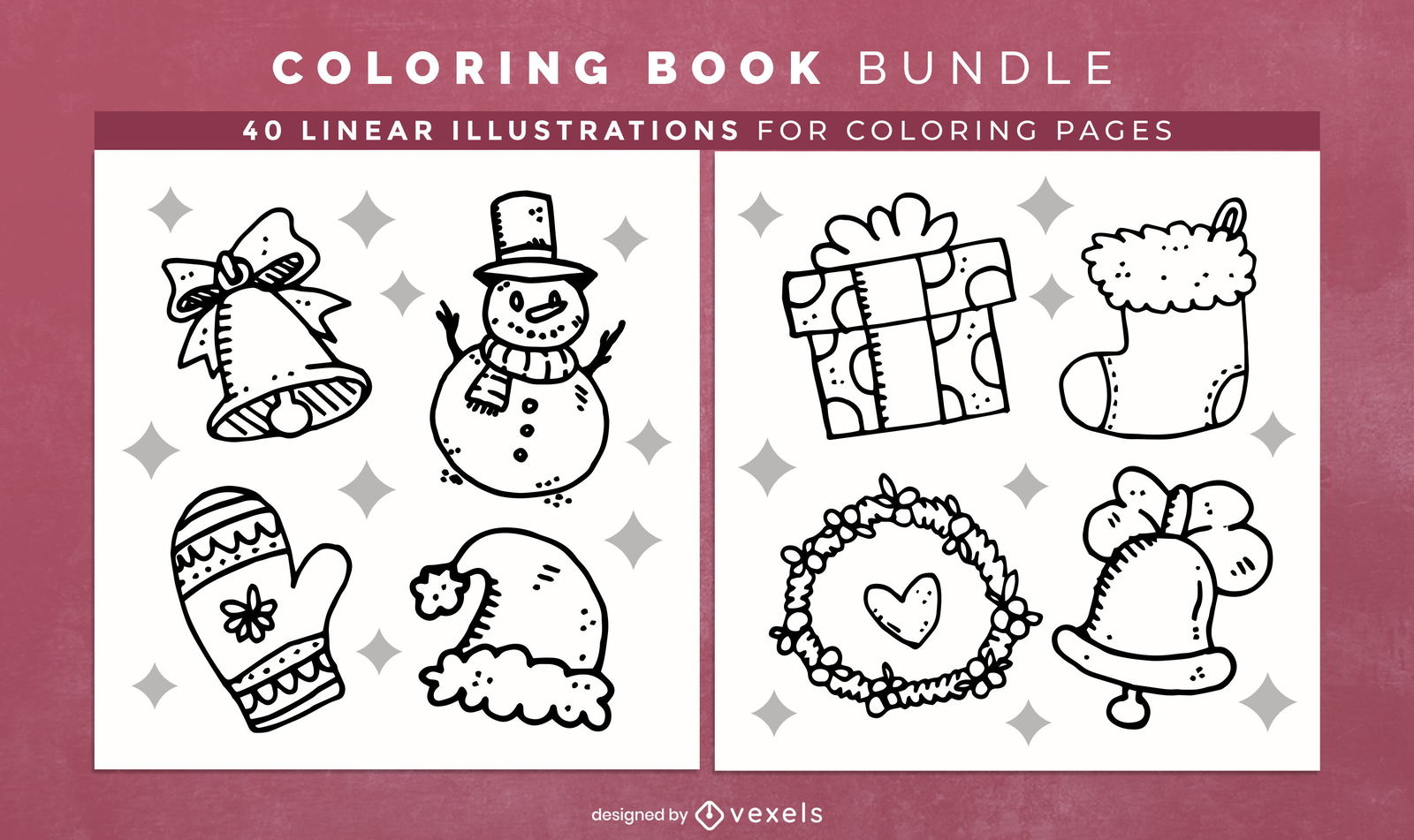 Cozy Christmas coloring book pages design