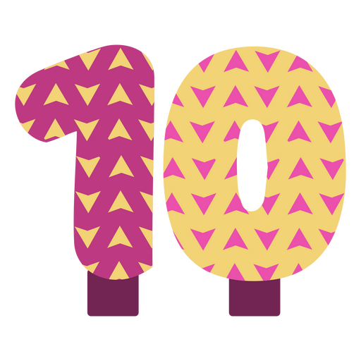 Números de cumpleaños planos diez Diseño PNG