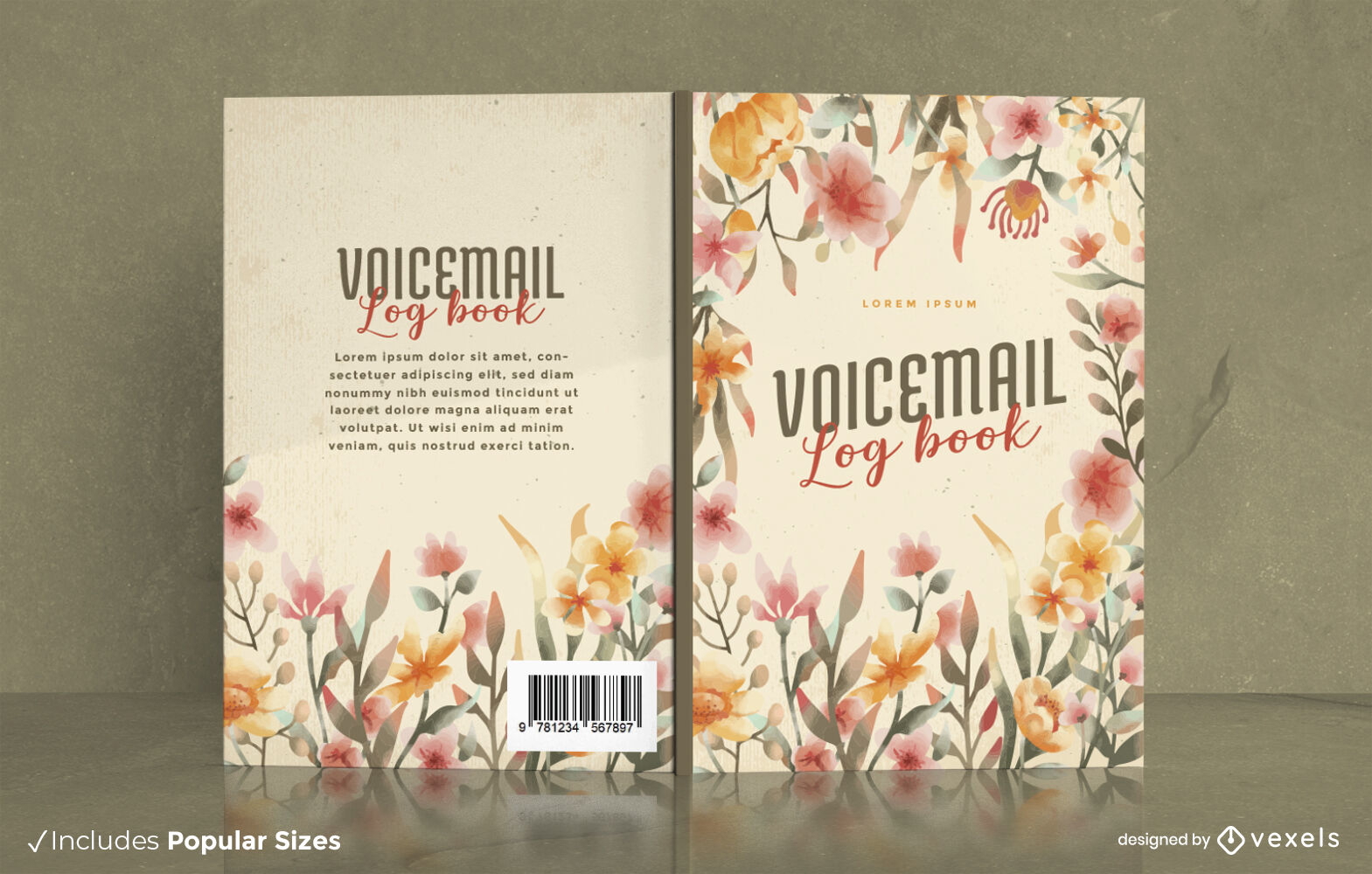 Diseño de portada de libro de registro de correo de voz