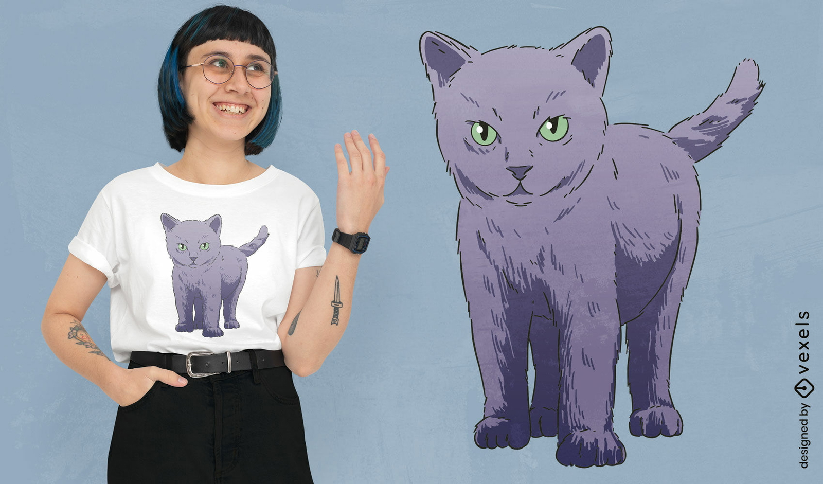 Diseño de camiseta de gatito británico de pelo corto gris