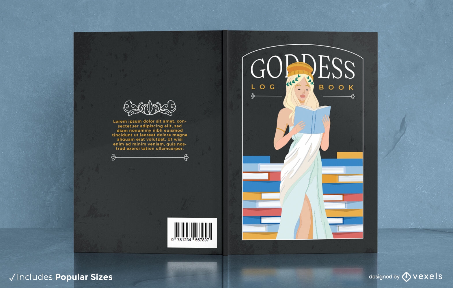 Design de capa de livro de registro da deusa