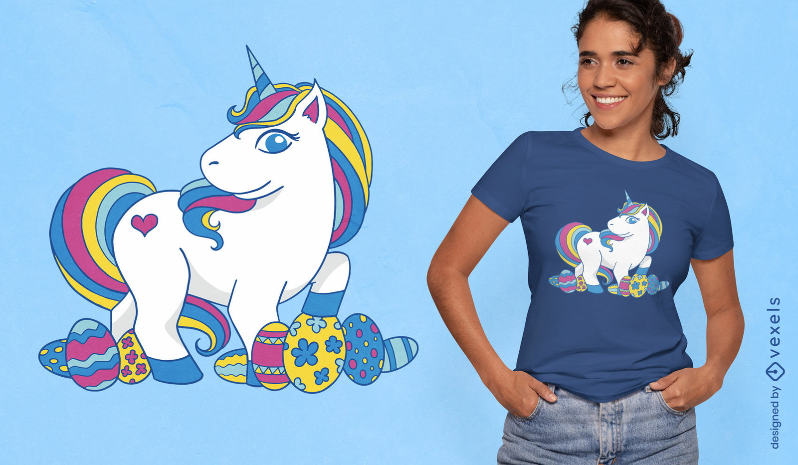 Design de camiseta de unicórnio e ovos de páscoa