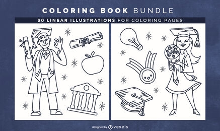 Diseño de páginas de libro para colorear de graduación