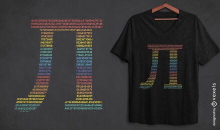 Design de camiseta com sinal pi de cor do arco-íris