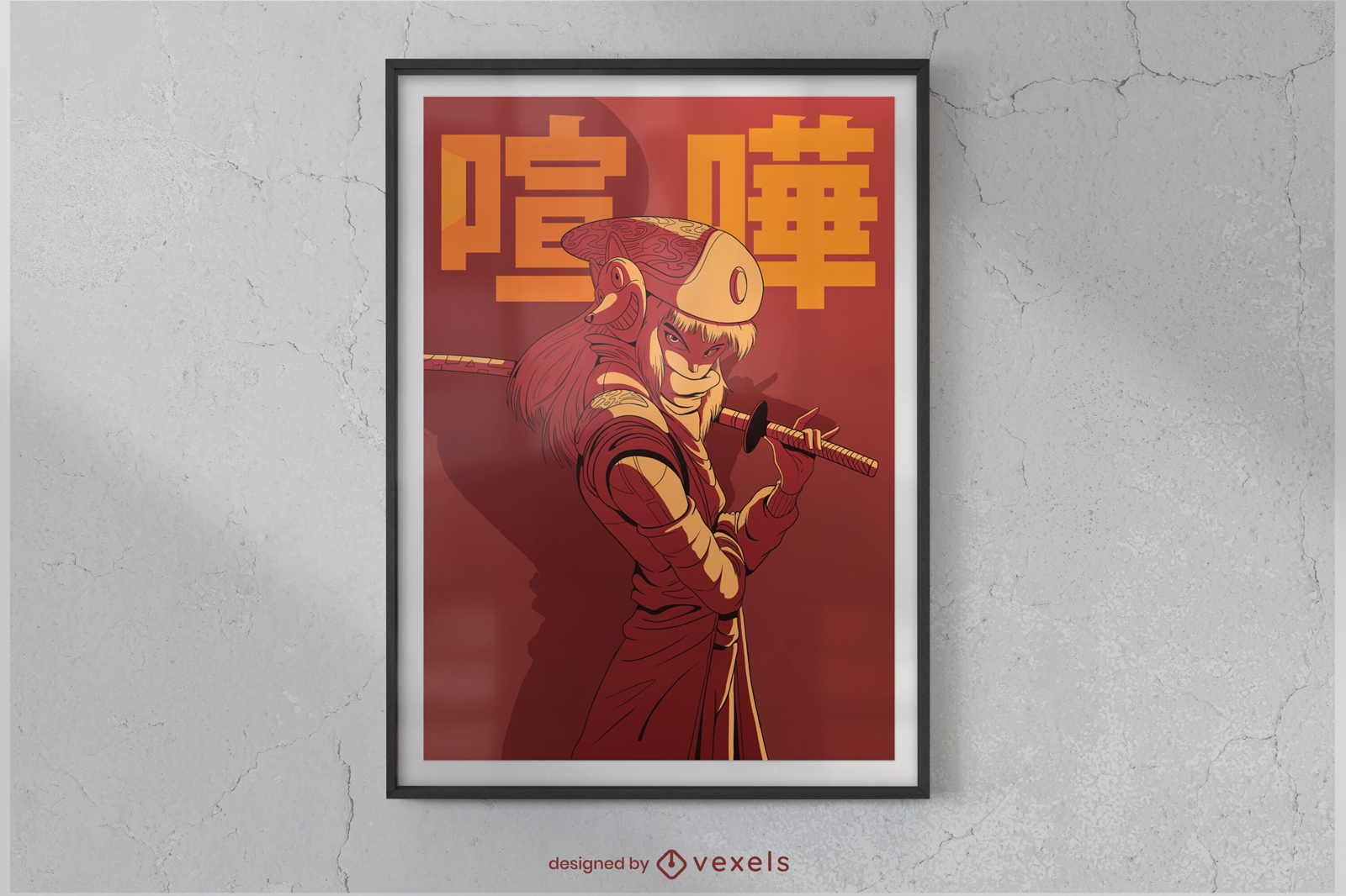 Design de cartaz de guerreiro de batalha de anime