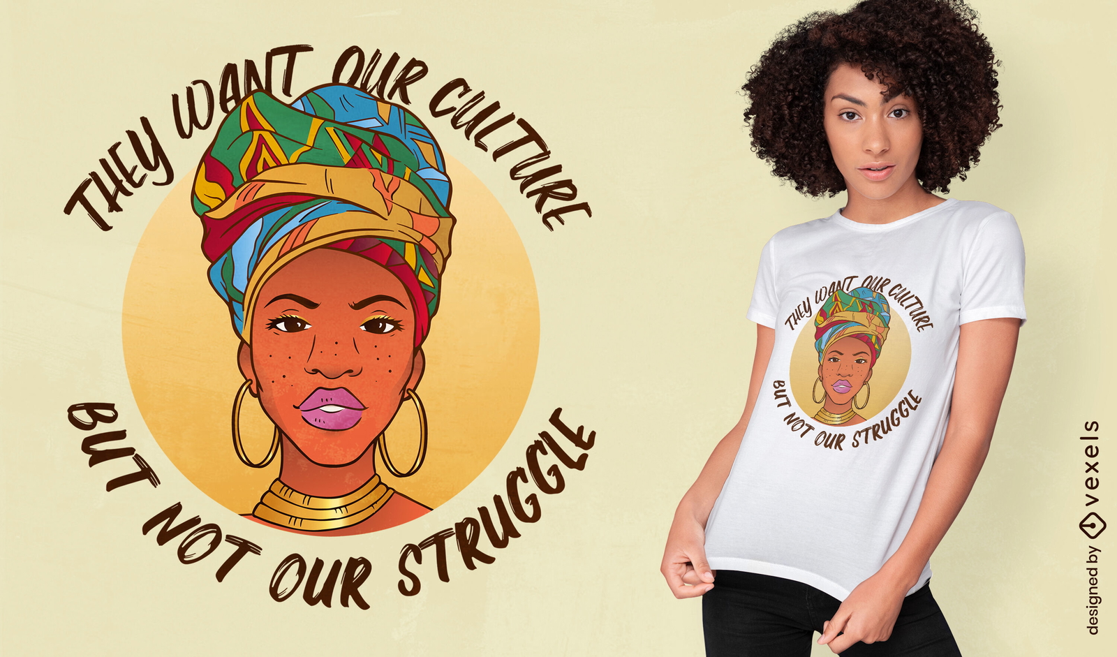 Diseño tradicional de camiseta de cultura de mujer negra.