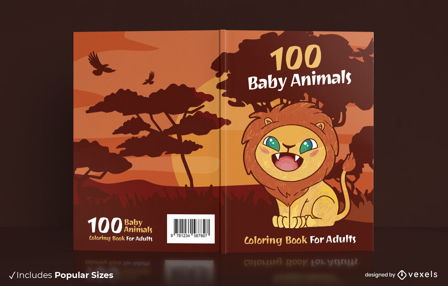 diseño de portada de libro de 100 animales bebés