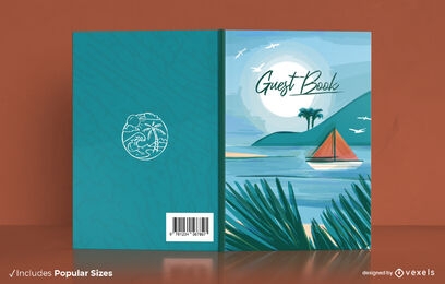 Design da capa do livro do mar do livro de hóspedes