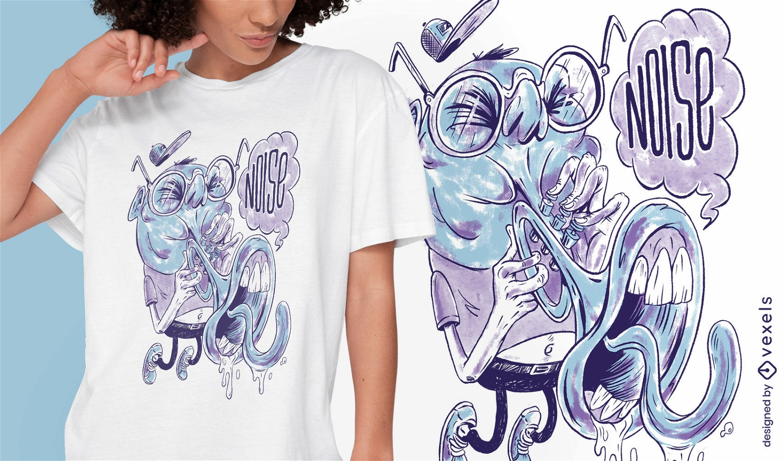 Design de t-shirt de músico de desenho animado de trompetista
