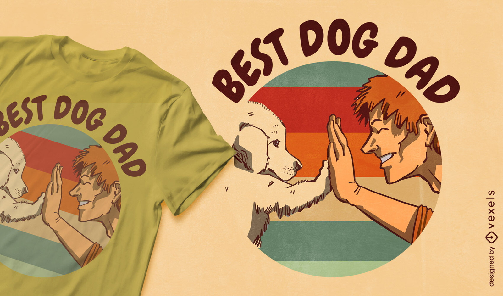 Hombre choca esos cinco con diseño de camiseta de perro