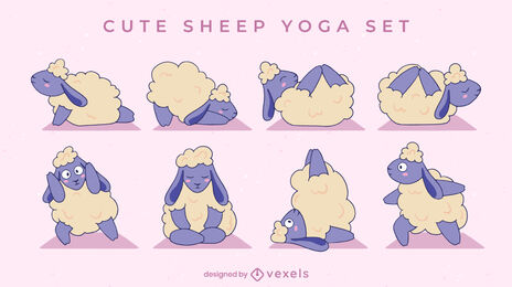 Netter Schaf-Yoga-Zeichensatz