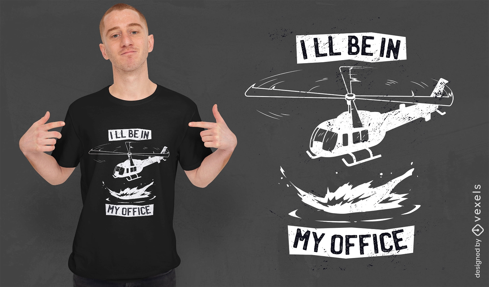 Design de camiseta de escritório de helicóptero