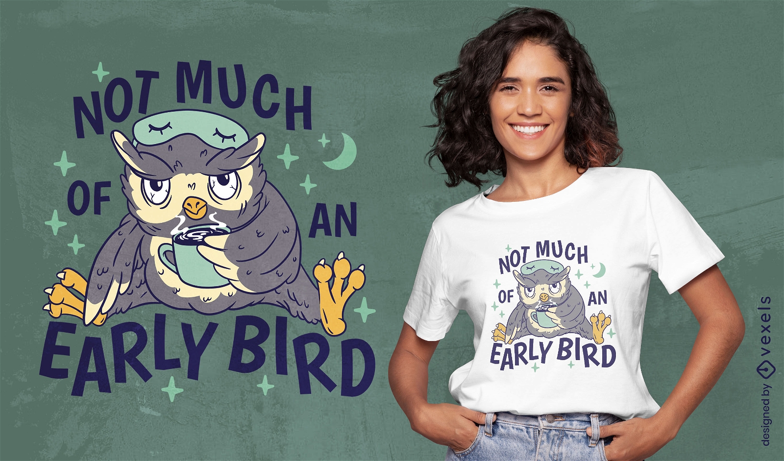 Design de camiseta com cita??o de coruja sonolenta