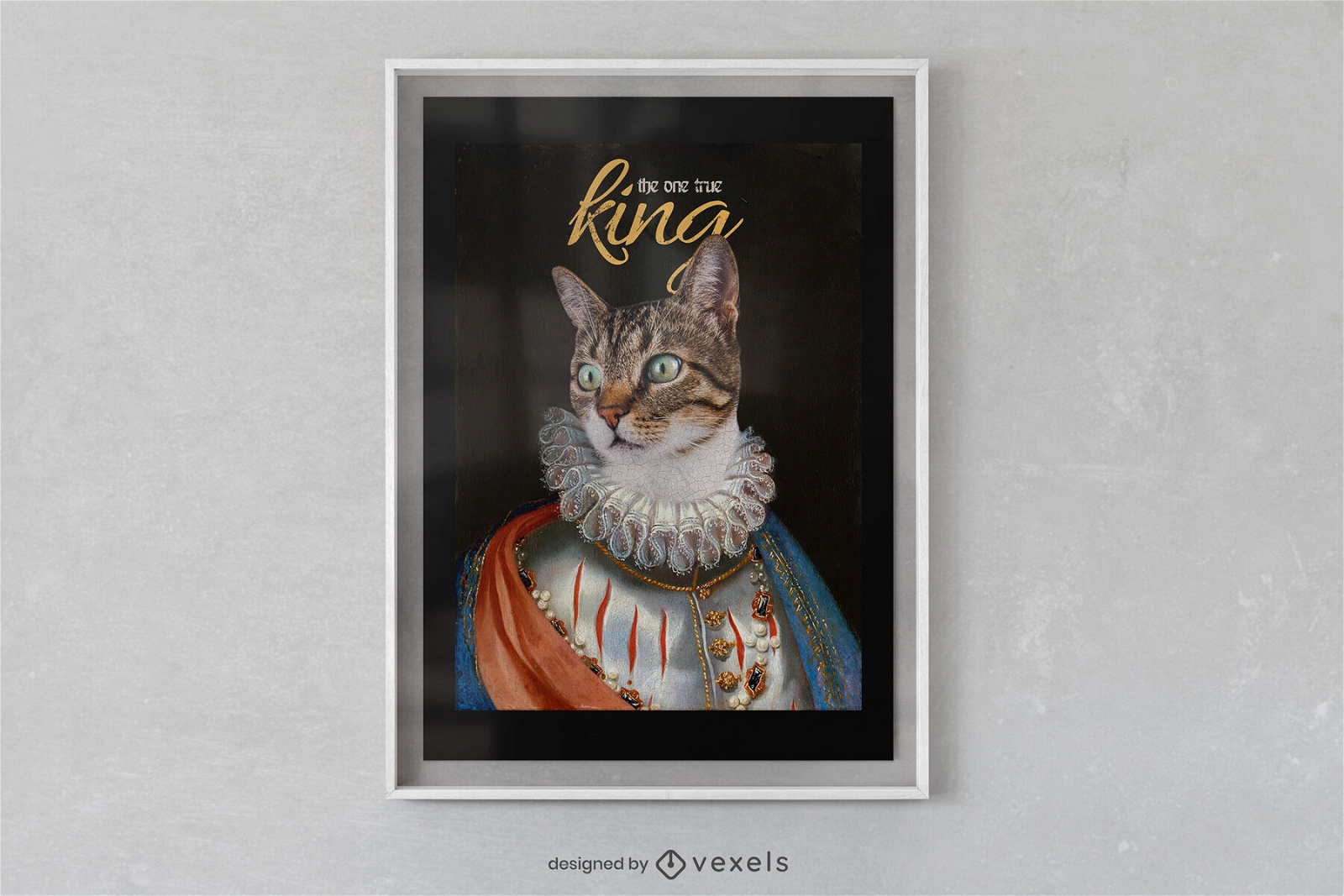 Design de cartaz engra?ado do rei animal gato