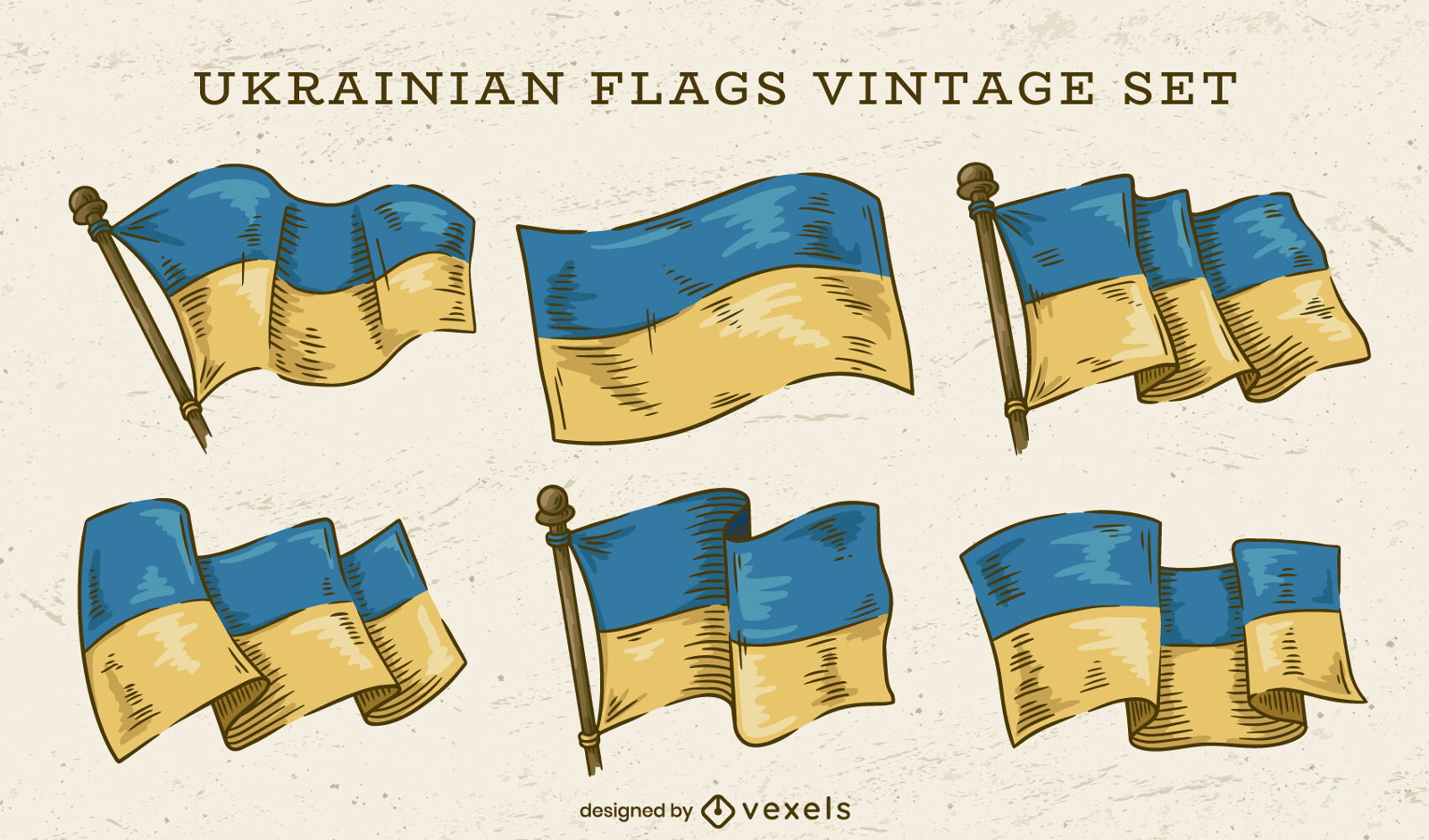 Ukrainische Flaggen gesetzt