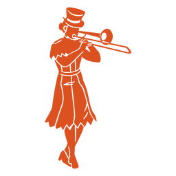 Circus cut out orange trombonist PNG Design