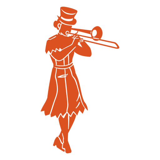 Circo cortado trombonista naranja Diseño PNG