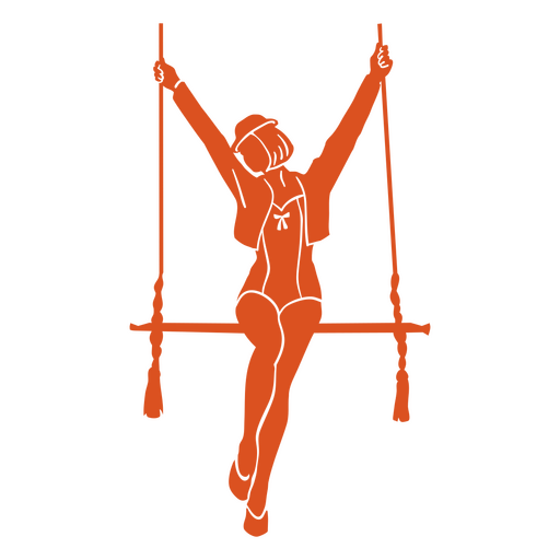 Circus cut out orange trapeze artist  PNG Design