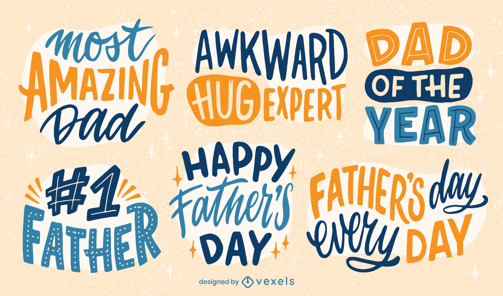 Father's day lettering badges set