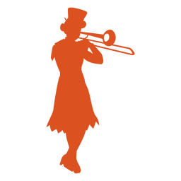 Circus silhouette orange trombonist PNG Design