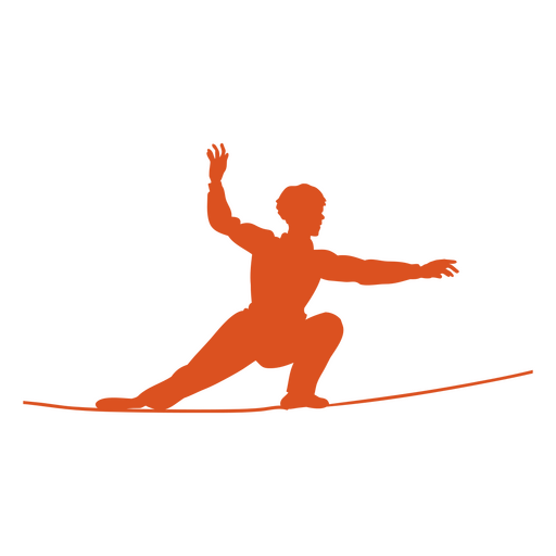 Circus silhouette orange tightrope walker PNG Design