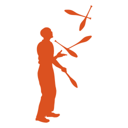 Circus silhouette orange juggler